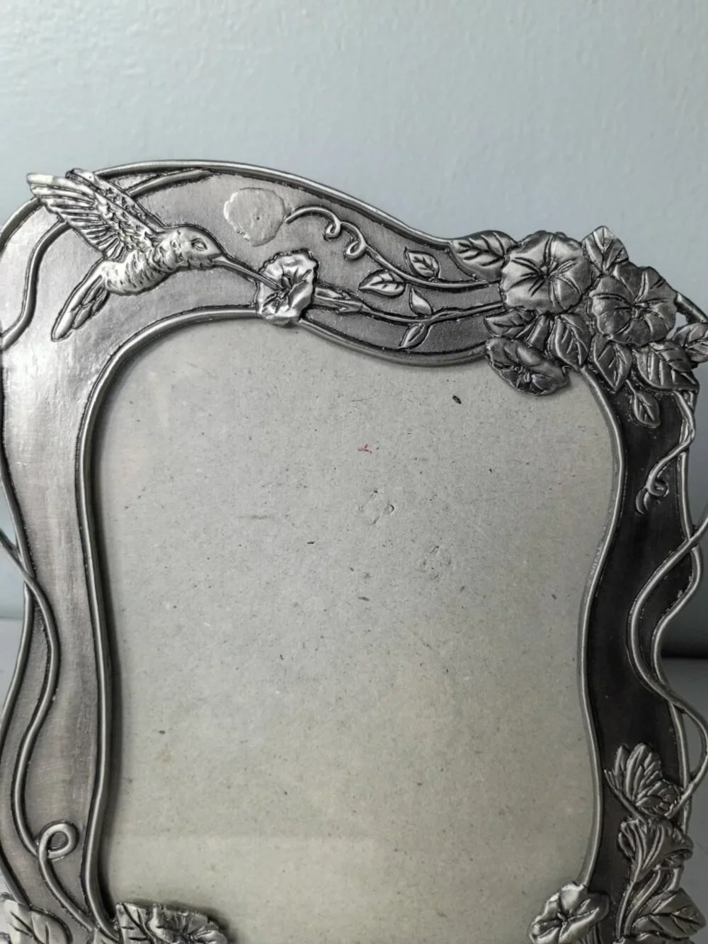 Vintage Papel Giftware Hummingbird Pewter Frame 8 x 6.5 Hibiscus Tropical
